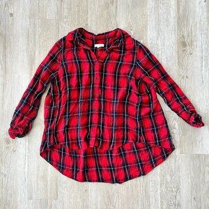 Womens beachlunchlounge Red Plaid Top - S